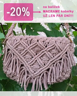 Užite si MACRAME kabelku so zľavou 20 %. Získate kompletný balíček s materiálom aj návodom, aby ste si ju mohli uháčkovať...