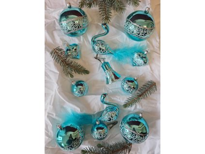 Sada 12 ks – zimní elegance krajka tyrkysová