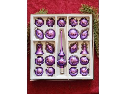 Sada 21+1 - dekor páv - Tmavě Fialová