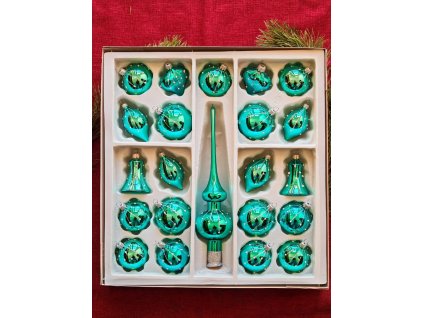 Sada 21+1 - dekor déšť - Tyrkysová