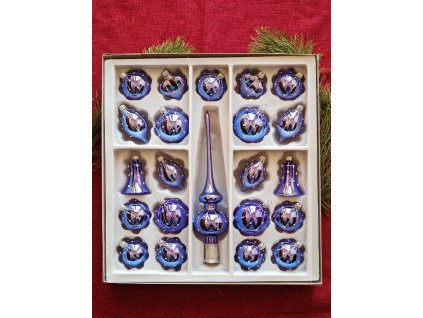 Sada 21+1 - dekor déšť - Modrá