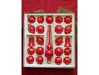 Sada 21+1 - dekor déšť - Červená