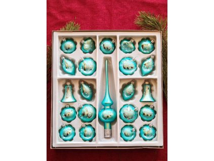 Sada 21+1 - dekor páv - Tyrkysová