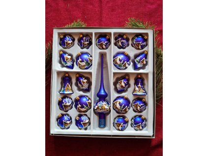 Sada 21+1 - Mat malovaný domeček - Modrá