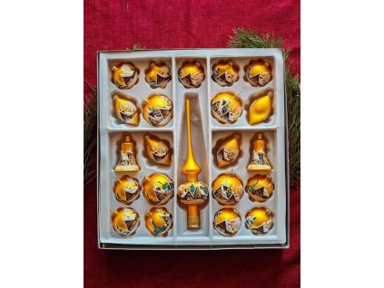 Sada 21+1 - Mat malovaný domeček - zlatý