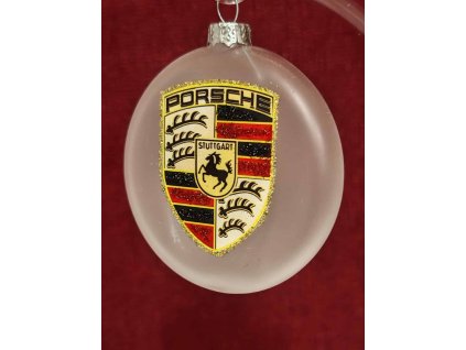 Skleněný medailon 8 cm - znak Porsche