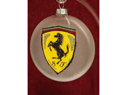 Skleněný medailon 8 cm - znak Ferrari