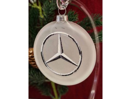 Skleněný medailon 8 cm - znak mercedes-benz