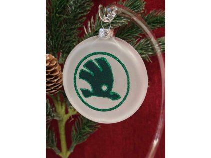 Skleněný medailon 8 cm - znak Škoda 2