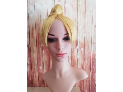 Tinker Bell - cosplay krátka žltá blond parochňa s drdolom