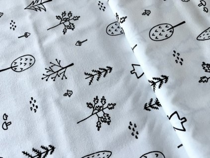 Bavlněná látka kreslené stromy