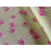 Bavlněná látka růžičky na světlezelené