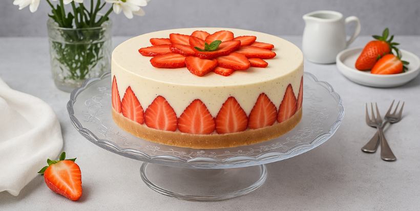 Tvarohový dort s jahodami a bílou čokoládou: Fraisier po česku