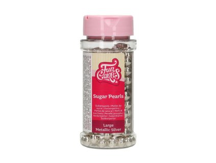 Sugar Pearls - perly velké stříbrné - metalické 80g