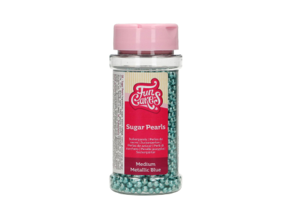 Sugar Pearls – perly střední modré – metalické 80 g