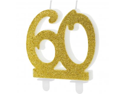 SCU5 60 019 Svíčka - narozeninová / výročí 60 let - zlatá třpyt