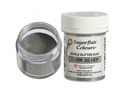 E605 Sugarflair -DARK SILVER 10 g - prachový lesk