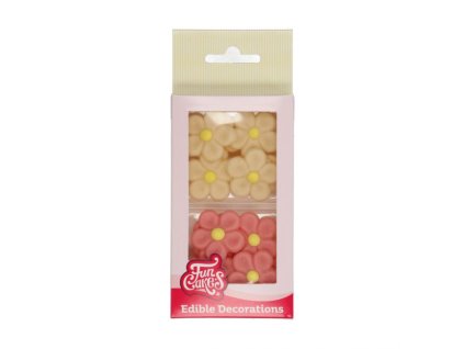 FUNCAKES Marcipánové ozdoby sedmikrásky bílé/růžové  - 12 ks