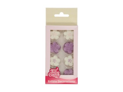 FUNCAKES Cukrové ozdoby květiny směs fialová sada - 24 ks