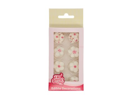 FUNCAKES Cukrové ozdoby květiny bílo-růžové - 32 ks