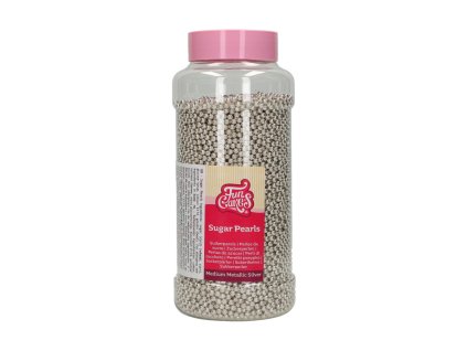 Sugar Pearls - perly stříbrné - metalické 800g