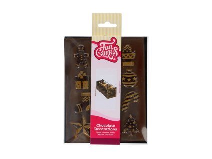 FUNCAKES Vánoční čokoládové dekorace (zlatá) 12 ks; 01