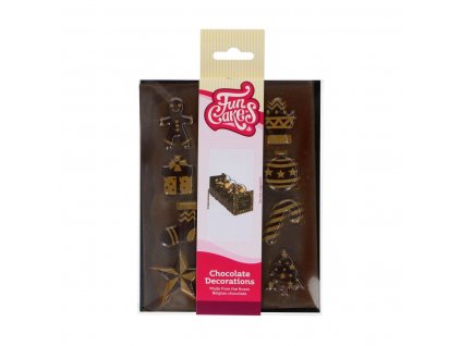 FUNCAKES Vánoční čokoládové dekorace (zlatá) 12 ks