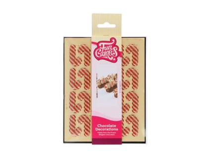 FUNCAKES  Vánoční čokoládové dekorace Candy cane 24 ks; 01