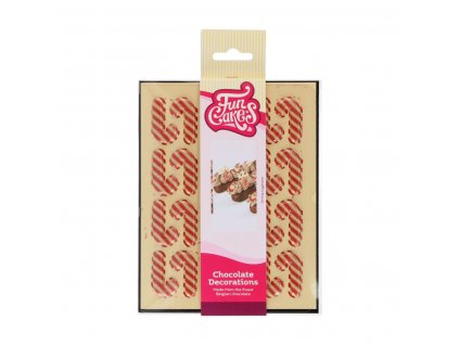 FUNCAKES Vánoční čokoládové dekorace Candy cane 24 ks