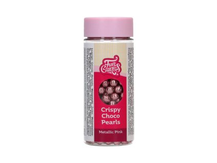 Crispy Choco Pearls – metalické růžové 60 g