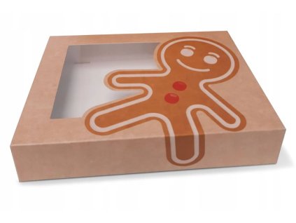 Krabice přírodní s okýnkem 26 × 19 × 5 cm – perníček