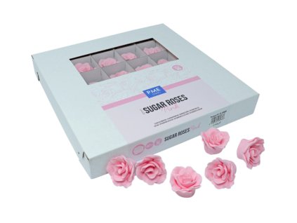 Cukrové ozdoby růže růžové 4 cm, 36 ks (2)