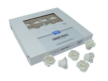 Cukrové ozdoby růže bílé 4 cm, 36 ks (2)