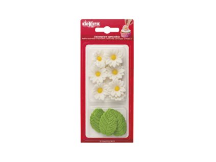 Cukrové květiny sedmikrásky a lístky