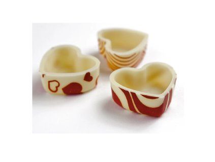 Čokoládová dekorace 3D srdce 45 ks bílá čokoláda (2)