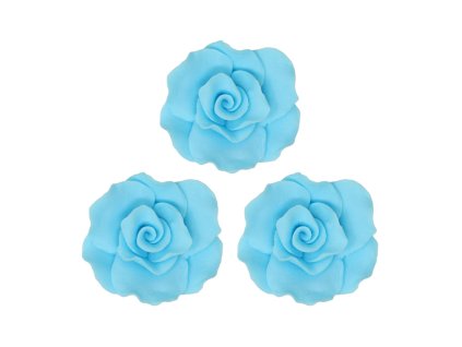 Cukrové ozdoby růže modré 4 cm, 3 ks
