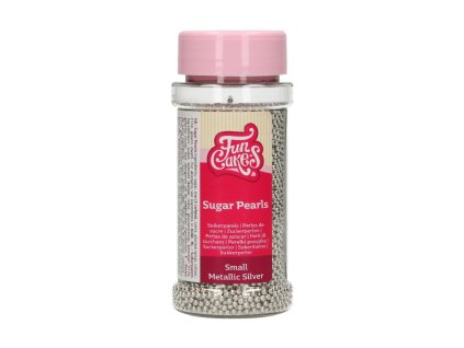 Sugar Pearls - perly malé stříbrné - metalické 80g