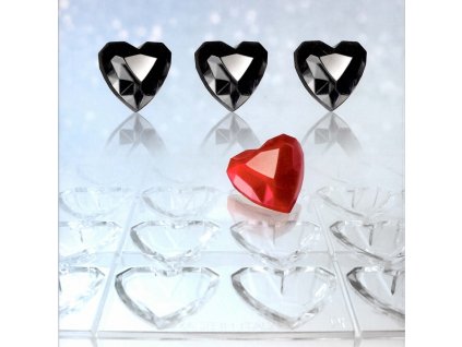 Forma na čokoládu - Diamantové srdce MARTELLATO