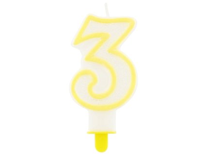Dortová svíčka žlutá – číslo 3