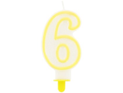 Dortová svíčka žlutá – číslo 6