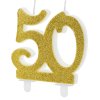 Svíčka – narozeninová / výročí 50 let – zlatý třpyt