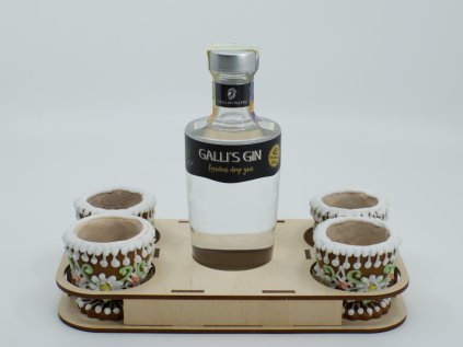 Dřevěný podstavec - GALLI´S GIN 200ml + 4 pohárky