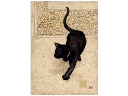 Přání 00457 - 13x18cm, zlatotisk - Black Cat Přání Zvířata Ptáci