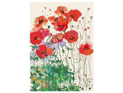 Přání 00889 - 13x18cm, zlatotisk - Red Field Poppies Přání Příroda Květiny