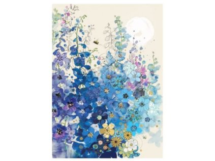 Přání 00890 - 13x18cm, zlatotisk - Delphiniums Přání Příroda Květiny