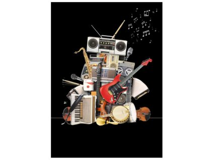 Přání 01080 - 13x18cm, zlatotisk - Music Robot Přání Pro radost