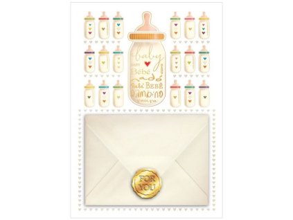 Přání 01135 - 12x17cm, zlatotisk, obálka na peníze Přání Miminka Děti