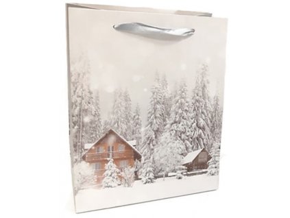 Taška z papíru s glitry 23x18cm - Zima - 03 TIP na vánoční dárky Vánoční obaly
