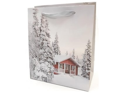 Taška z papíru s glitry 23x18cm - Zima - 04 TIP na vánoční dárky Vánoční obaly