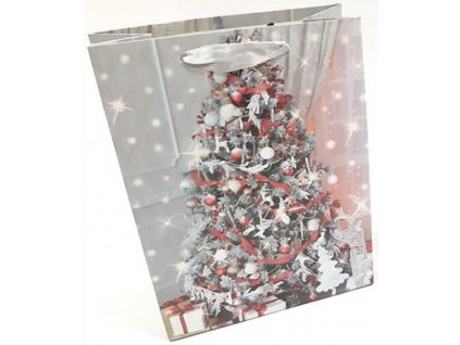 Taška z papíru s glitry 23x18cm - Vánoce II - 03 TIP na vánoční dárky Vánoční obaly